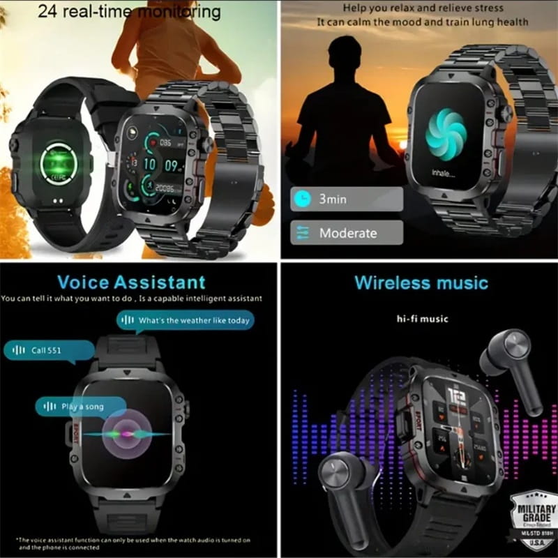 Rugged Outdoor Smart Watch - 100+ Sports Modes