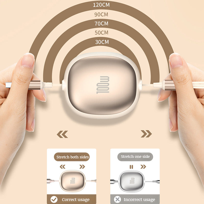 3 in 1 Compact Retractable Fast Charging Cable