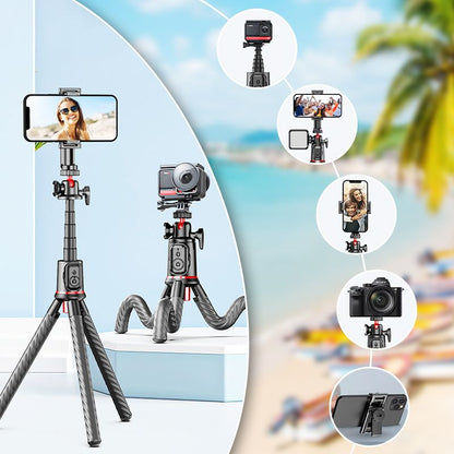 Flexible Octopus Telescopic Pole Tripod with Phone Clip