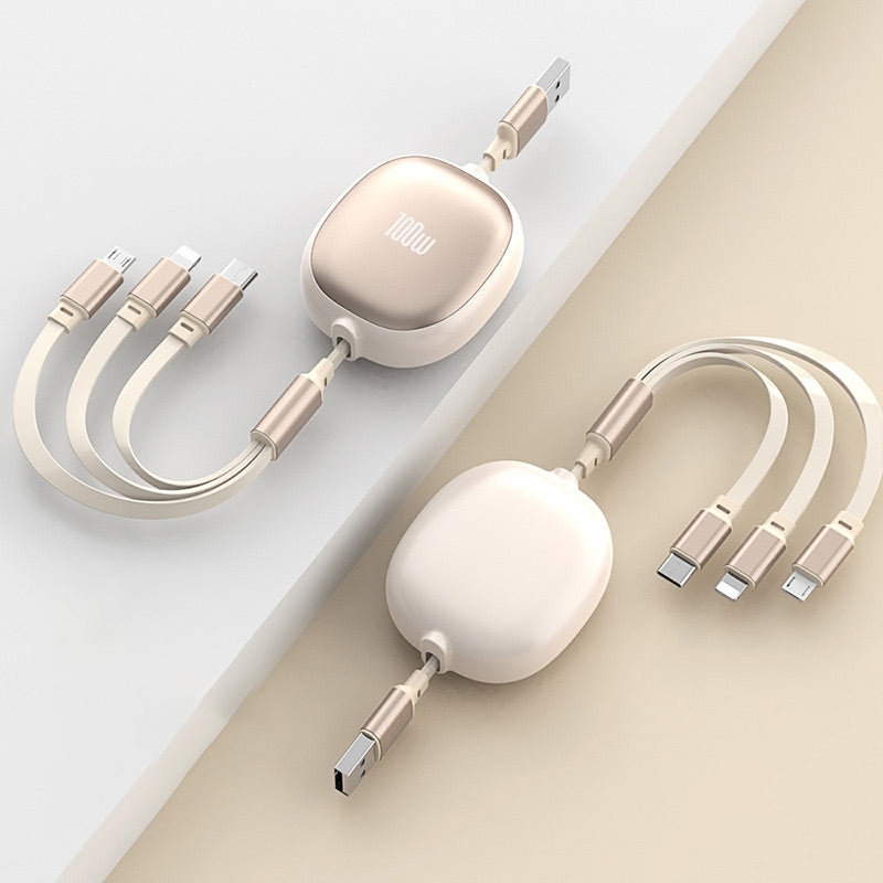 3 in 1 Compact Retractable Fast Charging Cable