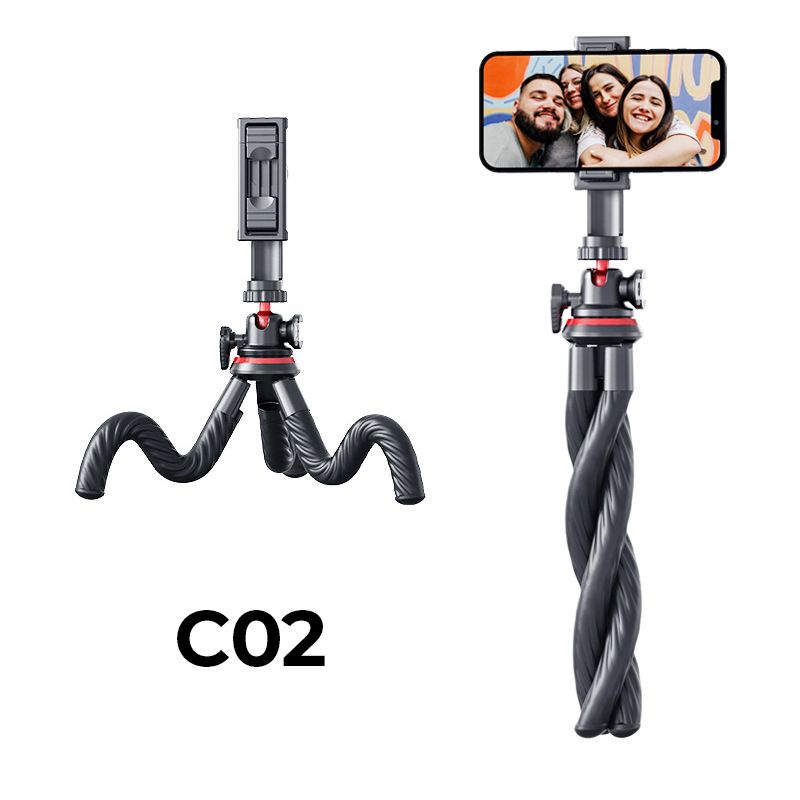 Flexible Octopus Telescopic Pole Tripod with Phone Clip