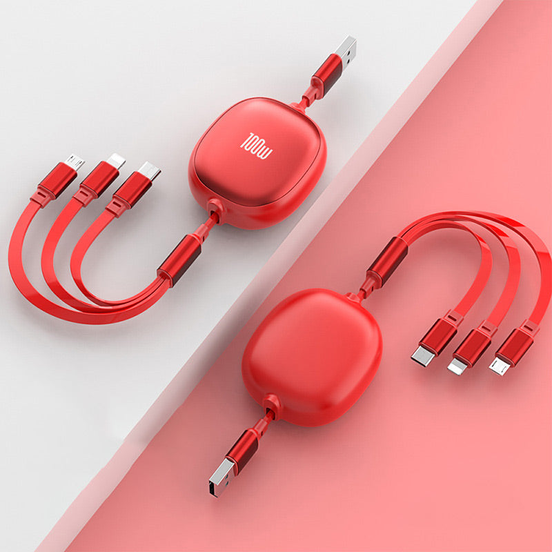 3 in 1 Compact Retractable Fast Charging Cable