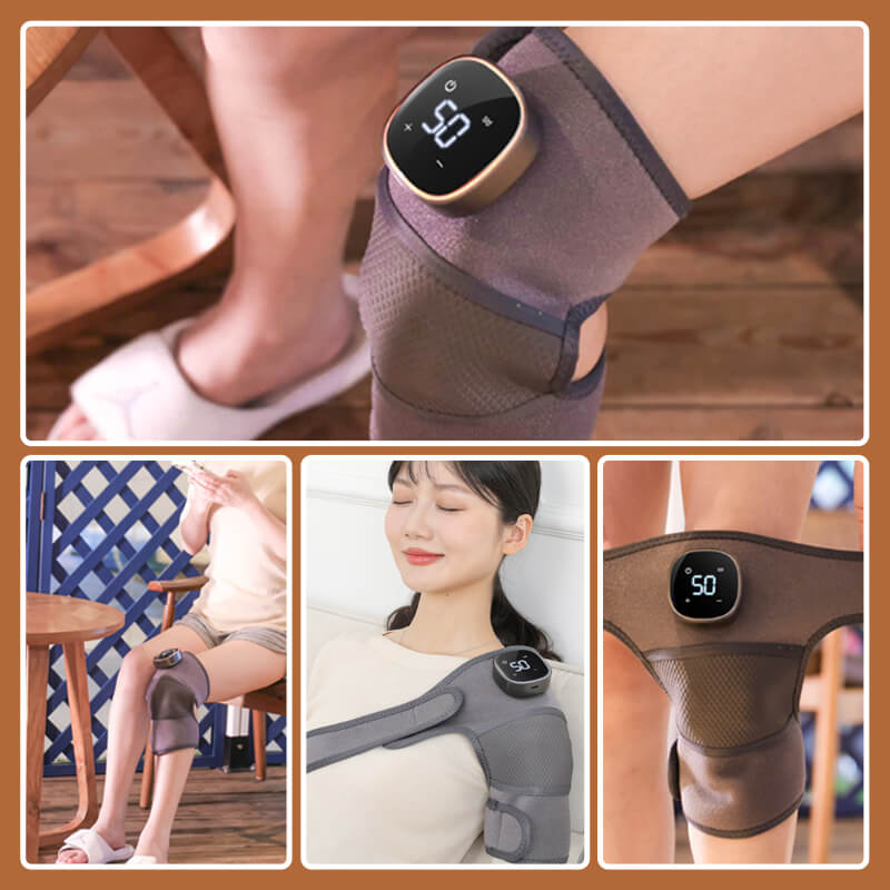 Self heating knee massager